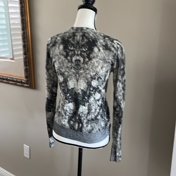 Sparkle metallic grey silver black fine knit ribbed cardigan sweater xs small - Picture 6 of 16